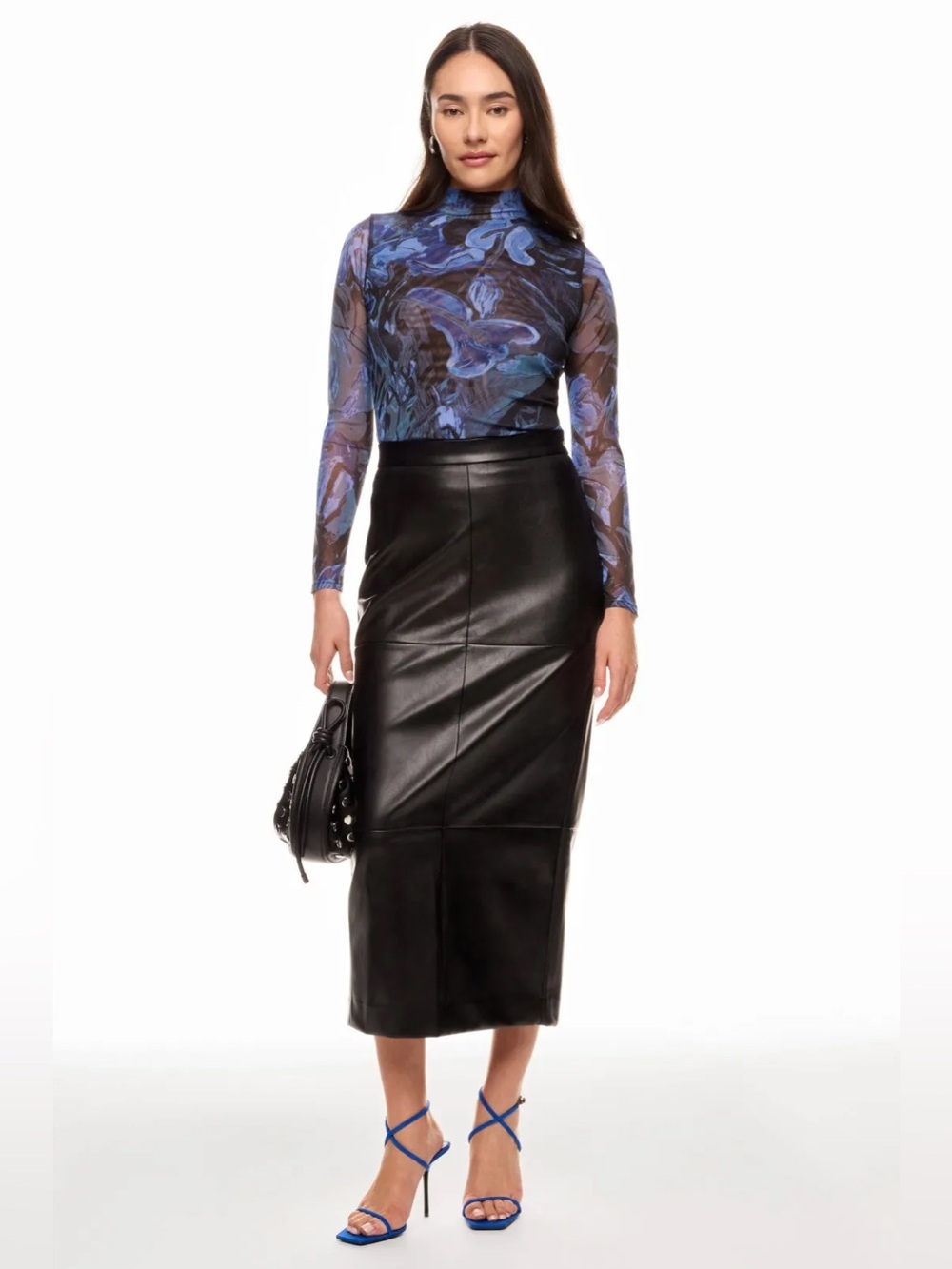 *Flawed RTR Prabal Gurung Abstract Floral Mesh Turtleneck Top (0304)